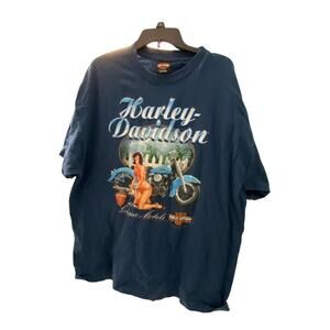 Harley Davidson Men's Size 2X Vintage 90s Laconia New Hampshire T Shirt Blue